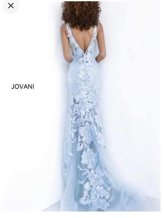 Jovani Dresses & Skirts - Jovani 60283 Light Blue Floral Appliques Dress - SIZE 8- AMAZING DEAL!!